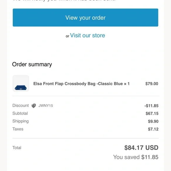 JW PEI Blue Quilted Purse / Clutch Elsa Front Flap Crossbody Bag - Picture 16 of 16